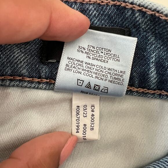 Express Medium Wash Rigid Denim Mid Rise Baggy Bootcut Jeans Womens 8 - Picture 14 of 14